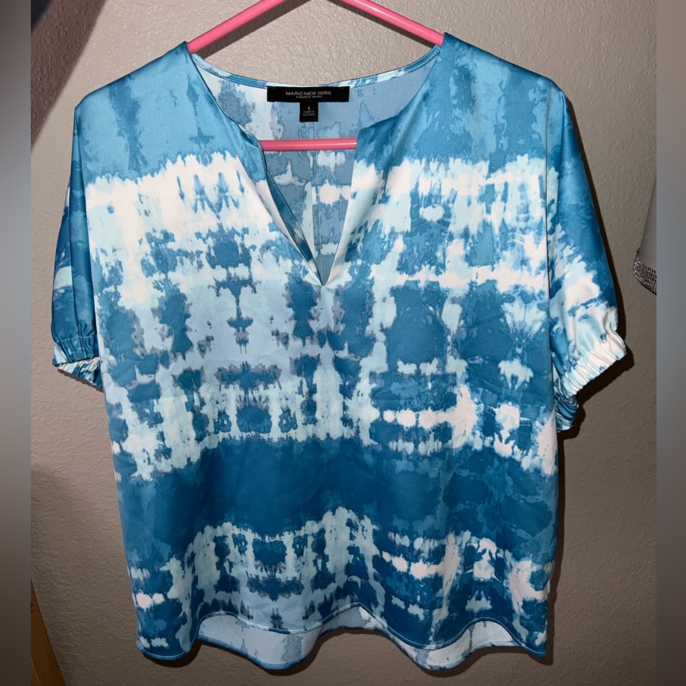 Andrew Marc Tops Marc New York Turquoise Tie Dye Blouse